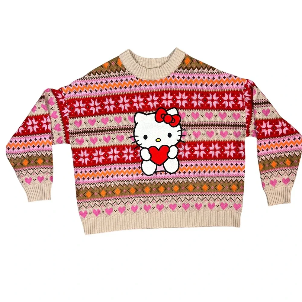 Forever 21 Hello Kitty & Friends Fair Isle Knit Sweater Womens Oversized Medium‎